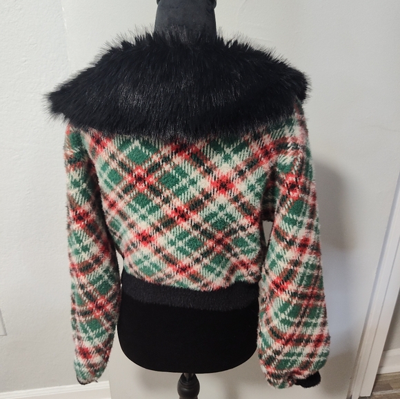 Sugar Thrillz Holiday Party Plaid Cardigan - Size S - Picture 6 of 9